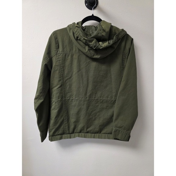 Bella Donna Olive Green Utility Jacket Women's Medium Hooded Zip Cotton - Picture 8 of 10